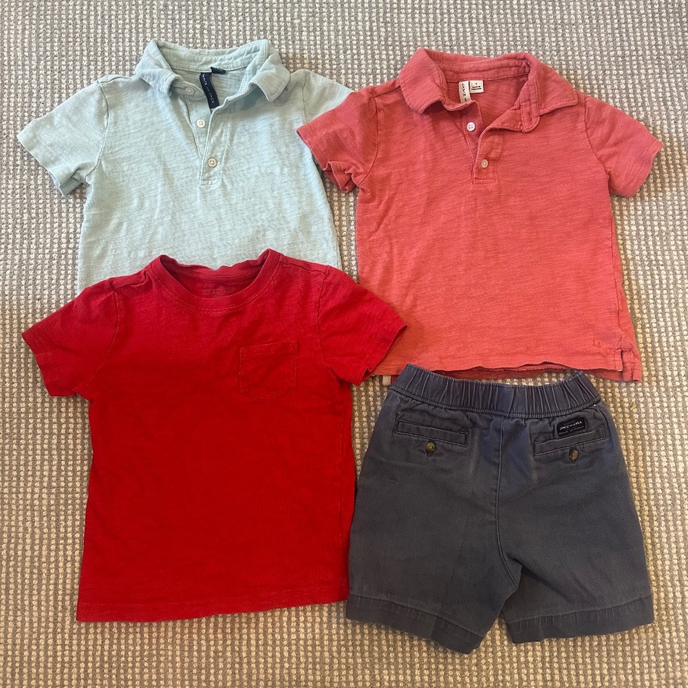 Janie & Jack Size 4 bundle - 2 polo’s, 1 tee, 1 shorts